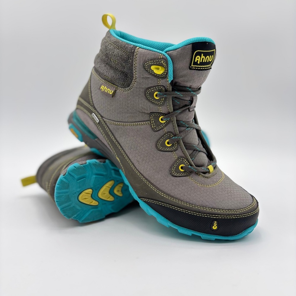 Ahnu Sugarpine Waterproof Hiking Boots Mens 11 Dark Grey Teal Outdoors gear